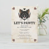 Invitation Cute Kitten Chat Rockabilly Anniversaire de enfant (Debout devant)