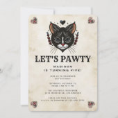 Invitation Cute Kitten Chat Rockabilly Anniversaire de enfant (Devant)