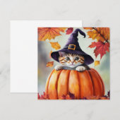 Invitation Cute Kitten En Citrouille Portant Un Casquette De  (Devant / Derrière)