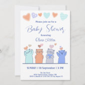 Invitation Cute Kitten Kitty Chats Coeurs Baby shower (Devant)