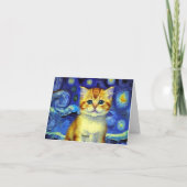 Invitation Cute Kitten Starry Night Van Gogh (Dos)