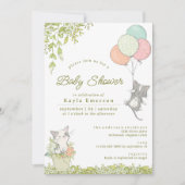 Invitation Cute Kittens & Floral | Baby-Shower printanière ne (Devant)