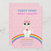 Invitation Cute Kitticorn fête d'anniversaire (Devant / Derrière)
