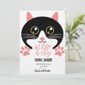 Invitation Cute Kitty Baby Arrival Announcement (Debout devant)