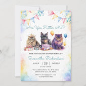 Invitation Cute Kitty Baby shower de chat (Devant)