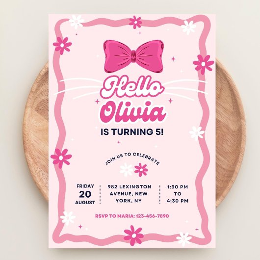 Invitation Cute Kitty Birthday Invitation, Editable Kitty Bir
