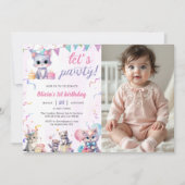 Invitation Cute Kitty Chat 1er fête d'anniversaire (Devant)