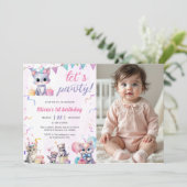 Invitation Cute Kitty Chat 1er fête d'anniversaire (Debout devant)