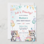 Invitation Cute Kitty Chat 2e fête d'anniversaire (Devant)