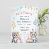 Invitation Cute Kitty Chat 2e fête d'anniversaire (Debout devant)