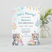 Invitation Cute Kitty Chat 2e fête d'anniversaire (Debout devant)