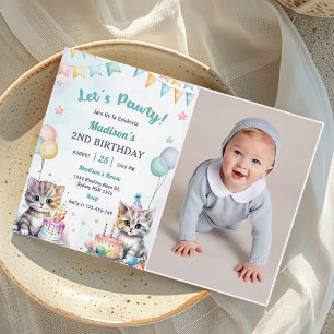 Invitation Cute Kitty Chat 2e fête d'anniversaire Photo