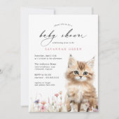Invitation Cute Kitty Chat | Airy Floral Spring Baby shower (Devant)