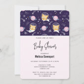 Invitation Cute Kitty Chat Astronauts Baby shower Motif (Devant)