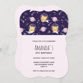 Invitation Cute Kitty Chat Astronauts Motif Anniversaire (Devant / Derrière)