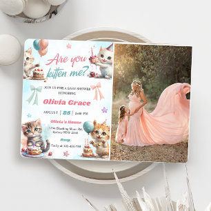 Invitation Cute Kitty Chat Baby shower Photo