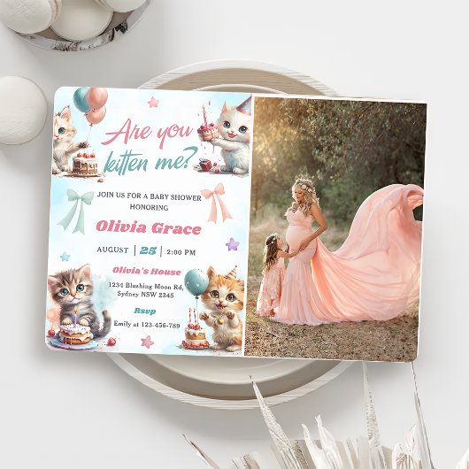 Invitation Cute Kitty Chat Baby shower Photo