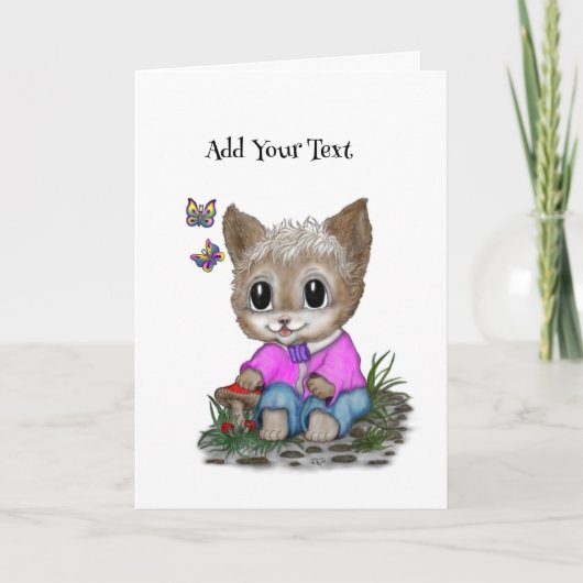 Invitation Cute Kitty Chat et Papillon (Devant)