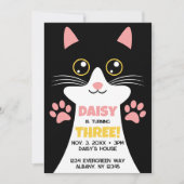 Invitation Cute Kitty Chat Thème Anniversaire de enfant Invit (Devant)