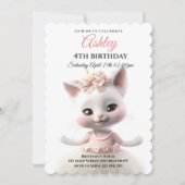 Invitation Cute Kitty en robe rose (Devant)