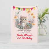 Invitation Cute Kitty - fête d'anniversaire (Debout devant)