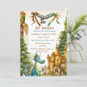Invitation Cute Knight Dragon Castle Anniversaire Fête Enfant (Debout devant)