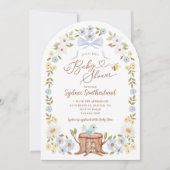 Invitation Cute Kntd Floral Bois Ours Bébé Garçon Douche (Devant)