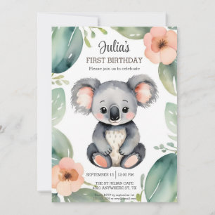 Invitation Cute Koala Baby Anniversaire