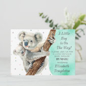 Invitation Cute Koala Bear C'est un Baby shower garçon par la (Debout devant)