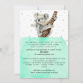 Invitation Cute Koala Bear C'est un garçon Baby shower Turquo (Dos)