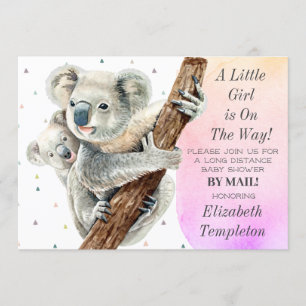 Invitation Cute Koala Bear C'est une fille Baby shower par co