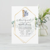Invitation Cute Koala Bear Eucalyptus Baby shower par courrie (Debout devant)