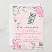 Invitation Cute Koala Bear, Feuilles, Baby shower Floral (Devant)