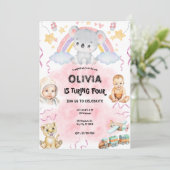 Invitation  Cute koala  Birthday pink (Debout devant)