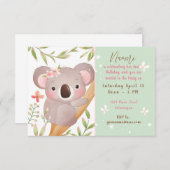 Invitation Cute Koala Fête d'anniversaire enfant sur mesure (Devant / Derrière)