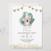 Invitation Cute Koala Green Anniversaire des enfants (Devant)