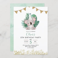 Cute Koala Green Anniversaire des enfants