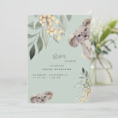 Invitation Cute Koala Monnaie d'ours et Baby shower d'olive (Debout devant)