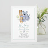 Invitation Cute Koala Oear Eucalyptus Baby shower Feuille (Debout devant)