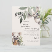 Invitation Cute Koala Ours Beige Oh Garçon ! Baby shower (Debout devant)