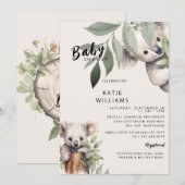Invitation Cute Koala Ours Beige Oh Garçon ! Baby shower (Devant / Derrière)