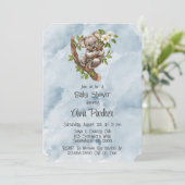 Invitation Cute Koala Ours bleu Baby shower peint (Debout devant)