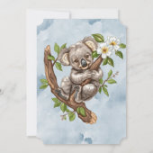 Invitation Cute Koala Ours bleu Baby shower peint (Dos)