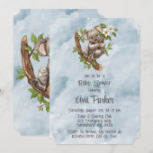 Invitation Cute Koala Ours bleu Baby shower peint (Devant / Derrière)