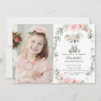 Cute Koala Rose Floral Vert Anniversaire Photo