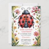 Invitation Cute Ladybug 4th Birthday Party (Devant)