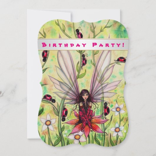 Invitation Cute Ladybug Fairy Imaginaires Girls Anniversaire  (Dos)
