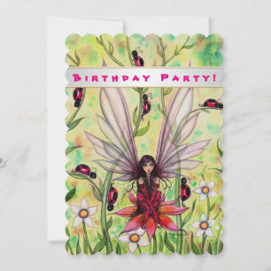 Invitation Cute Ladybug Fairy Imaginaires Girls Anniversaire 