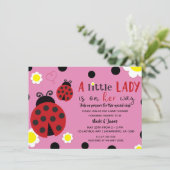 Invitation Cute Ladybug Flower Pink Girls Baby shower Invitat (Debout devant)