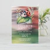 Invitation Cute Ladybug Girl Birthday Party (Debout devant)